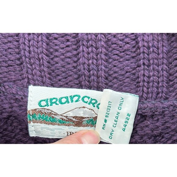 Aran Crafts Womens XL Purple Cable Knit Cardigan100% Merino Wool Made In Ireland - Picture 7 of 11